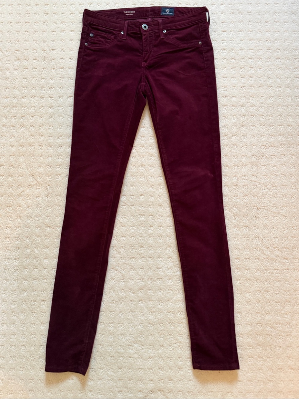 AG Adriano Goldschmied Burgundy Skinny Corduroy Pants - Size 24